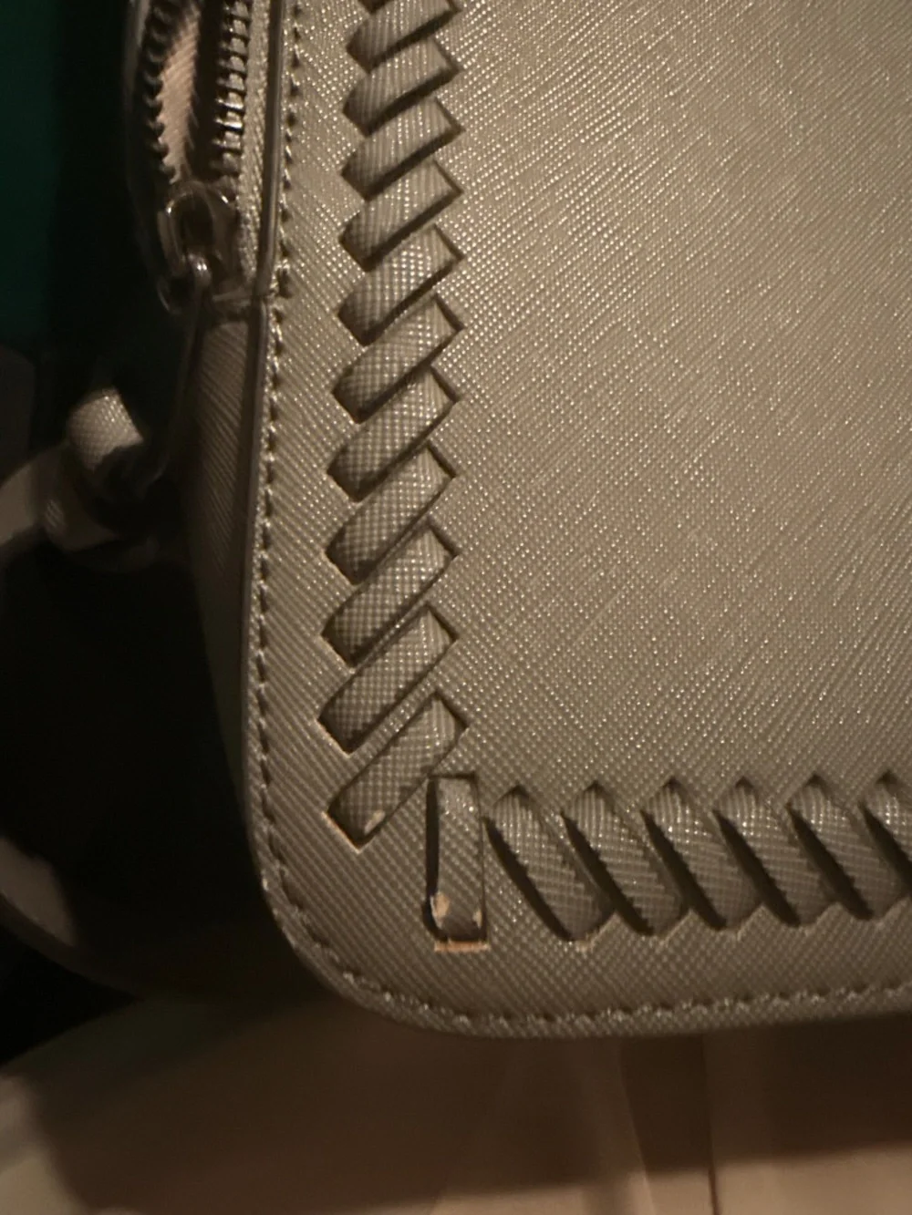 Gray faux leather laptop backpack